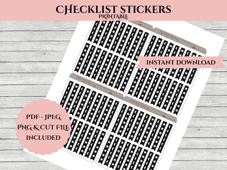 Moon & Star Checklist Planner Stickers