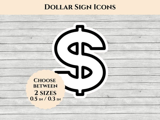 Dollar Sign (white) Icon Stickers