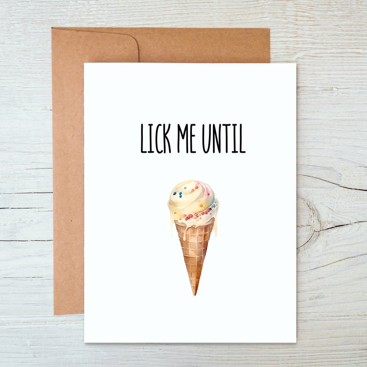 Card "Lick me until ice cream"