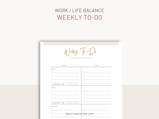 Work/Life Balance Printable Weekly Planner