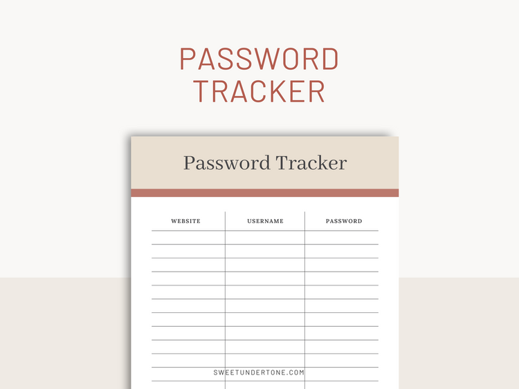 Password Tracker Printable