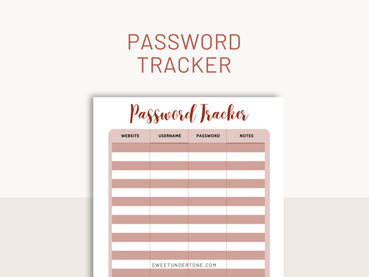 Password Tracker Printable