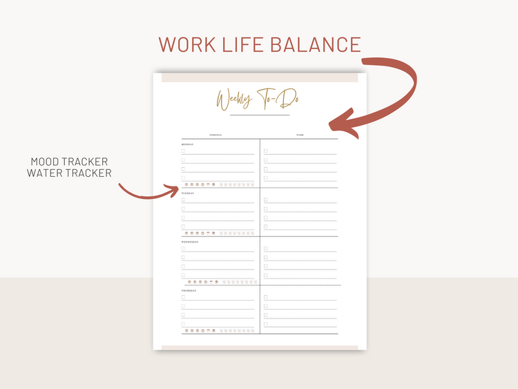 Work/Life Balance Printable Weekly Planner