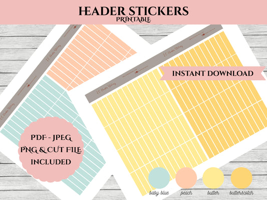 Basic Header Planner Stickers