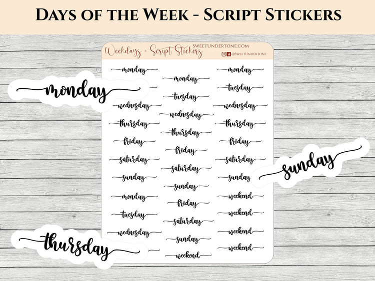Weekday Script Stickers