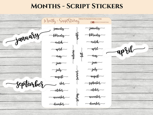 Months - Script Stickers