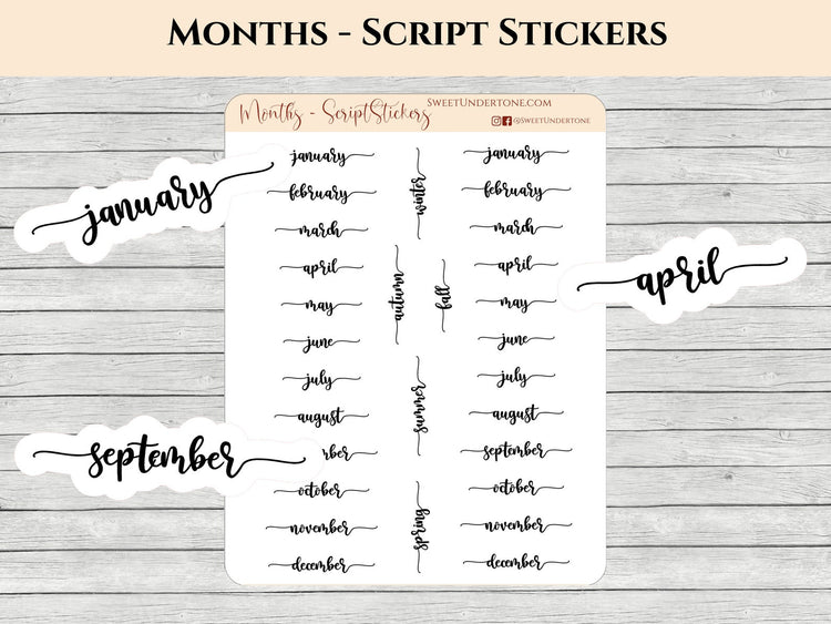 Months - Script Stickers