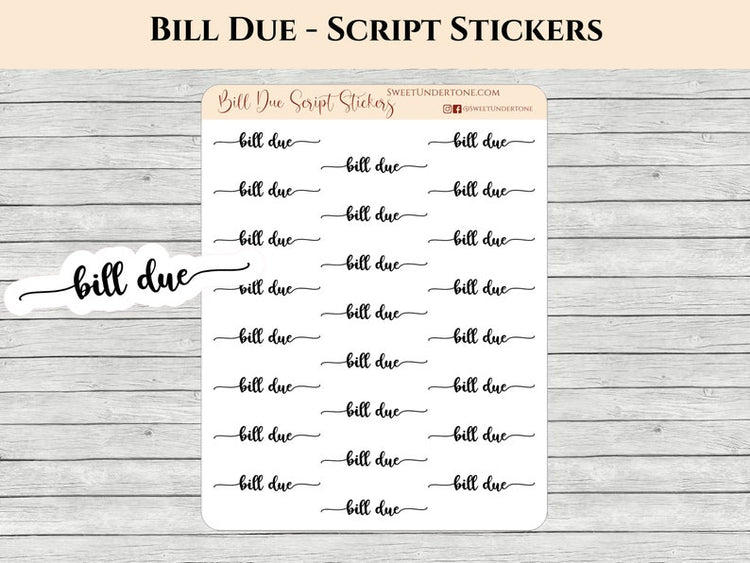 Bill Due - Script Stickers